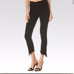 PAIGE Black Denim Angled Julia Frayed Jeans 29